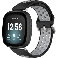 IMoshion Bracelet sport en silicone pour Fitbit Versa 4 / 3 / Sense (2) - Noir / Gris