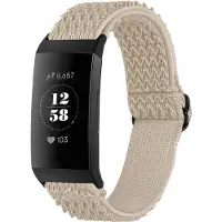 IMoshion Bracelet en nylon élastique pour Fitbit Charge 3 / 4 - Beige