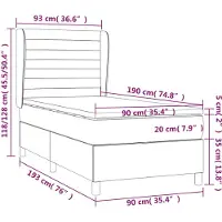 vidaXL Lit boxspring avec matelas Taupe 90x190 cm Tissu