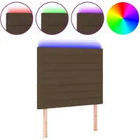 vidaXL Tête de lit LED brun foncé 80x5x118/128 cm Tissu