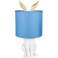 Clayre & Eef Lampe de table Lapin Ø 20x43 cm Blanc Bleu Polyrésine