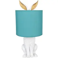 Clayre & Eef Lampe de table Lapin Ø 20x43 cm Blanc Vert Plastique