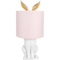 Clayre & Eef Lampe de table Lapin Ø 20x43 cm Blanc Rose Polyrésine