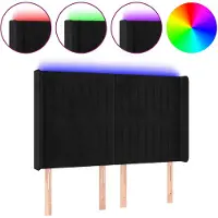 vidaXL LED Tête de lit noir 147x16x118/128 cm velours
