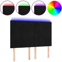 vidaXL LED Tête de lit noir 144x5x118/128 cm velours