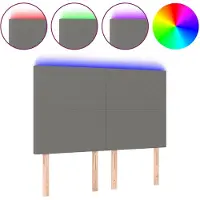 vidaXL Tête de lit LED gris foncé 144x5x118/128 cm Tissu