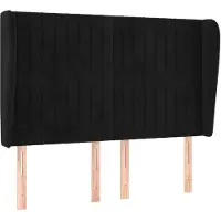 vidaXL Tête de lit avec oreilles noir 147x23x118/128 cm velours