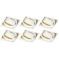 QAZQA Ensemble de 6 spots encastrés blancs GU10 orientables sans bordure - Oneon