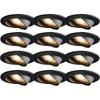 QAZQA Ensemble de 12 spots encastrés modernes noirs orientables - Edu