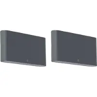 QAZQA Ensemble de 2 appliques murales d'extérieur gris foncé 17,5 cm avec LED - Batt
