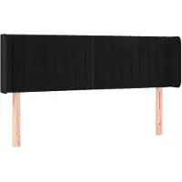 vidaXL Tête de lit avec oreilles noir 147x16x78/88 cm velours