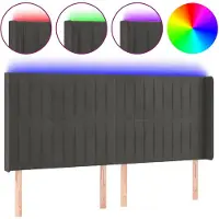 vidaXL Tête de lit LED gris foncé 203x16x118/128 cm velours