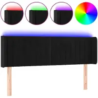 vidaXL LED Tête de lit noir 147x16x78/88 cm velours