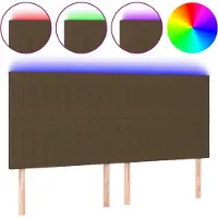 vidaXL Tête de lit LED brun foncé 200x5x118/128 cm Tissu