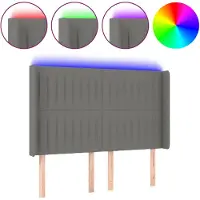vidaXL Tête de lit LED gris foncé 147x16x118/128 cm Tissu