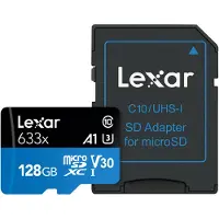 Lexar 633x, 128 Go, MicroSDXC, Classe 10, UHS-I, Classe 3 (U3), V30