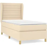 vidaXL Lit boxspring avec matelas Crème 100x200 cm Tissu