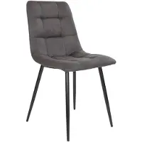House Nordic Chaise de salle à manger en microfibre grise avec pieds en acier noir