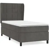 vidaXL Lit boxspring avec matelas gris foncé 90x190 cm velours