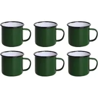 Olympia Mug En Acier Émaillé Vert Et Noir 350 Ml Lot De 6