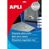 APLI Étiquettes de plaque signalétique, 210 x 297 mm, argentées