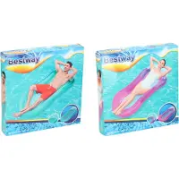 Bestway Opblaasbaar Loungebed met Netbodem - 160 x 84 CM - Max. 90KG - Incl. Reparatiesticker - Vinyl - Rood of Blauw