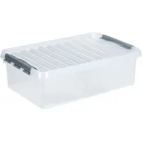 Sunware Boîte de rangement Q-line - couvercle - clips de fermeture - transparent - L 600 x l 400 x H 180 mm -32 l