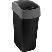 Curver Poubelle PACIFIC FLIP BIN, 45 litres, 37.6x29.4x65.3 cm, noir/gris, pour déchets