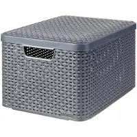 Curver Panier "STYLE" L avec couvercle gris foncé