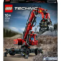 LEGO 42144 Technic Pelle de manutention modèle réduit, ensemble de jouets mécaniques, fonctions manuelles et pneumatiques, véhicule de construction grue, jouet éducatif