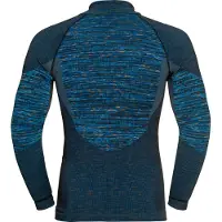 Odlo Maillot de Corps Odlo Men BL Top Turtle Neck LS Half Zip Blackcom Indigo Bunting Space Dye-M