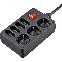 Hama Multiprise, 7 prises, avec interrupteur, 1,4 m, noire