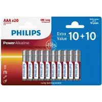 Philips Piles Alcalines 10+10 Pack 1.5V LR03 AAA