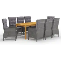 vidaXL Ensemble de jardin 9 pièces Gris