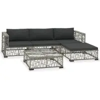 vidaXL Salon de jardin 5 pcs avec coussins Résine tressée Gris