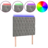 vidaXL Tête de lit LED gris clair 100x7x118/128 cm velours