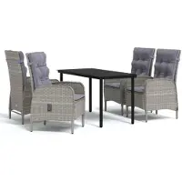 vidaXL Ensemble de jardin 5 pièces avec coussins Gris et noir