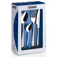 Pinti Monix MONIX Siena set de couverts 24 pièces, en acier inoxydable, design moderne avec surface polie, pour 6 personnes, épaisseur 3 mm, lavable au lave-vaisselle, couleur Argent