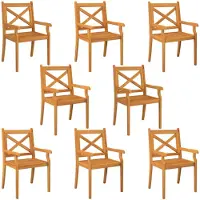 vidaXL Chaises de jardin 8 pcs. Bois massif acacia