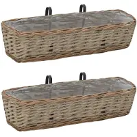 vidaXL Jardinière de balcon 2 pcs Osier avec doublure en PE 60 cm