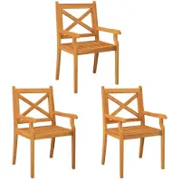 vidaXL Chaises de jardin 3 pcs. Bois massif acacia