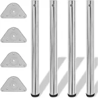 vidaXL 4x pied de table réglable en hauteur chrome 710 mm