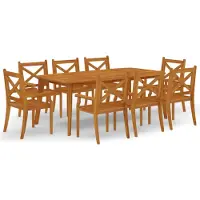 vidaXL Ensemble de jardin 9 pièces en bois massif d'acacia