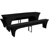 vidaXL 3 housses pour table et bancs de bière Extensible Noir 220 x 70 x 80cm