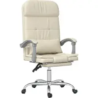 vidaXL Chaise de bureau avec fonction massage Crème similicuir