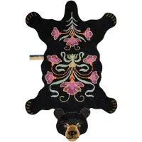 Doing Goods Tapis ours noir fleuri XL