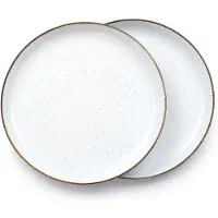 Barebones Assiette creuse en mail Lot de 2 assiettes plates Ensemble d'assiettes en acier inoxydable cuites la main Ensemble de cuisine