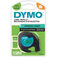 Dymo - Plastique - noir sur vert - Rouleau (1,2 cm x 4 m) 1 cassette(s) ruban - pour LetraTag