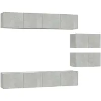 vidaXL Ensemble de 6 meubles TV en bois gris béton