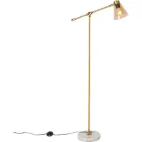 QAZQA Lampadaire Art Déco bronze avec marbre et verre ambré - Nina